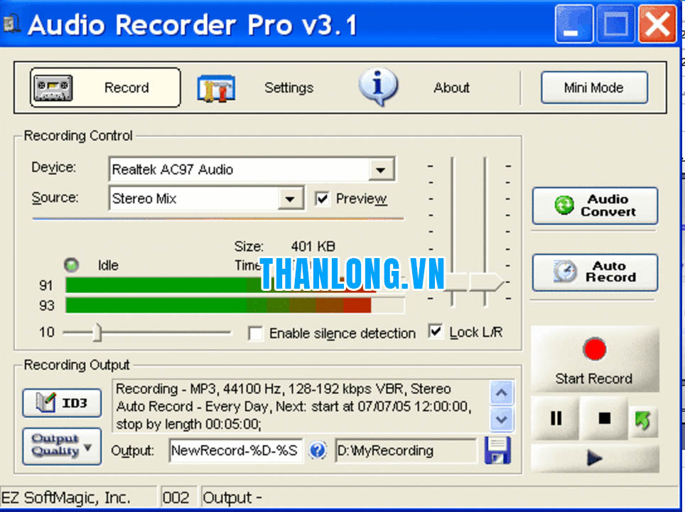 phần mềm ghi âm trên máy tính Audio Recorder Pro